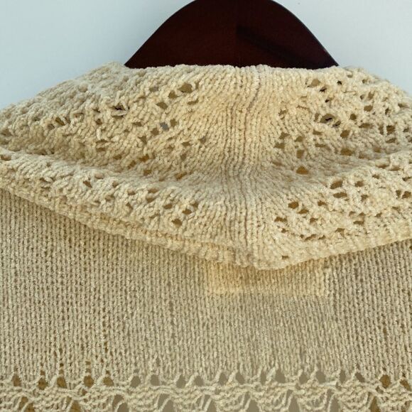 Anthro Angel of the North Evenie Chenille long open Cardigan Ivory Sweater S - Picture 8 of 12